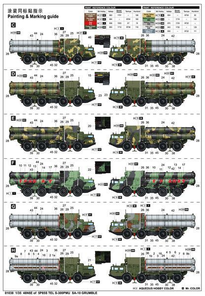 Сборная модель 1/35 ЗРК С-300 (экспортный) (48N6E of 5P85S TEL S-300PMU SA-10 Grumble) Trumpeter 01038 TR01038 фото
