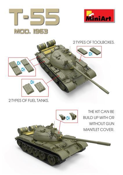 Радянський основний бойовий танк 1/35 Т-55 (T-55 Soviet Medium Tank) MiniArt 37027 , збірна модель Мініарт MA37027 фото