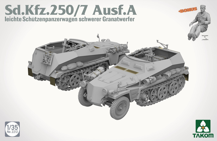 Німецький мінометний бронетранспортер 1/35 Sd.Kfz.250/7 Ausf.A Takom 2212 , збірна модель бтр Sd.Kfz.250 Таком TK2212 фото