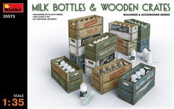 Деревянные ящики 1/35 с молочной продукцией (Milk Bottles & Wooden Crates) MiniArt 35573 , ящики Миниарт MA35573 фото
