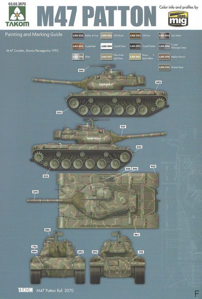 Збірна модель Танк 1/35 US Medium Tank M47/G Patton II Takom 2070 2070 фото