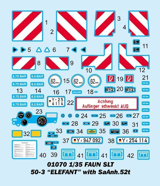 Німецький тягач з напівпричепом 1/35 FAUN SLT 50-3 Elefant & SaAnh.52t Trumpeter 01070 , збірна модель Елефант TR01070 фото