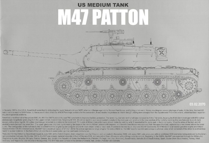 Збірна модель Танк 1/35 US Medium Tank M47/G Patton II Takom 2070 2070 фото