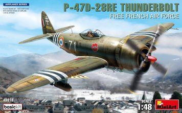 Американський винищувач 1/48 P-47D-28RE Thunderbolt (Франція) (Free French Air Force) MiniArt 48015 , Мініарт MA48015 фото