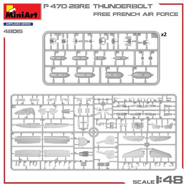 Американский истребитель 1/48 P-47D-28RE Thunderbolt (Франция) (Free French Air Force) MiniArt 48015 , Миниарт MA48015 фото
