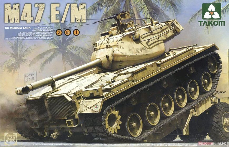 Збірна модель Танк 1/35 US Medium Tank M47 E/M Patton II Takom 2072 2072 фото