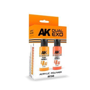 Набір акрилових фарб Помаранчевий 4A Pure Orange & 4B Faded Orange Dual Exo Set 4 AK-Interactive AK1546 AK1546 фото