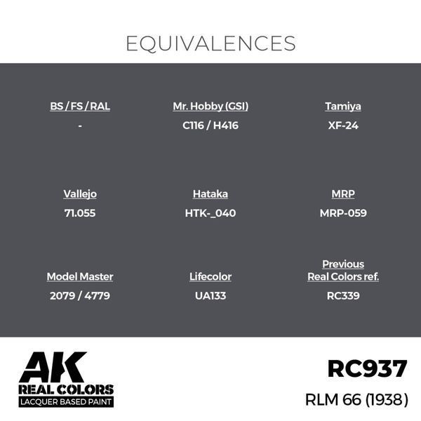 Акрилова фарба Чорно Сірий RLM 66 1938 AK-Interactive RC937 RC937 фото