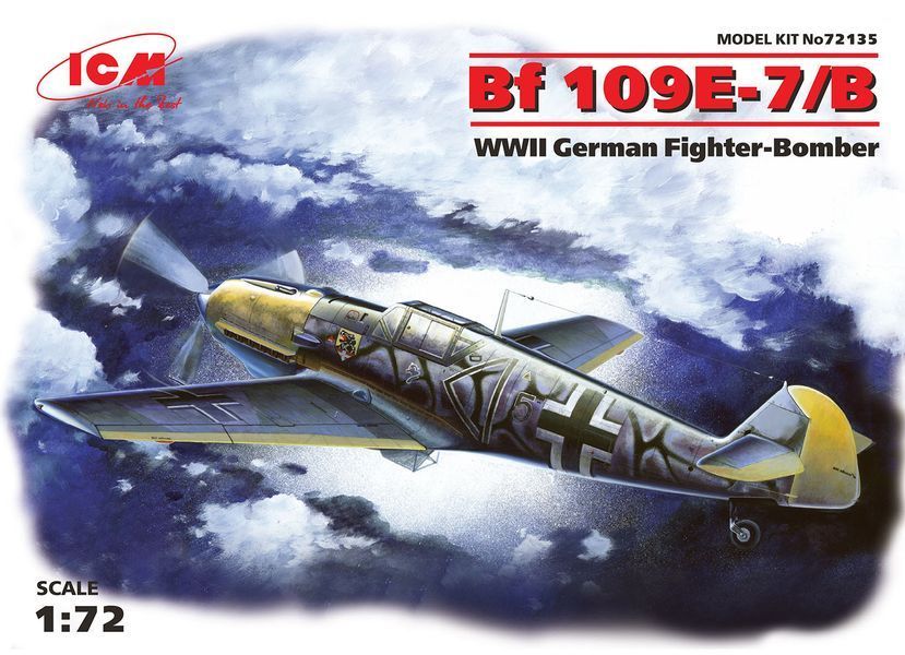 Збірна модель ICM 1/72 Месершмит Bf 109E-7/B, німецький винищувач-бомбардувальник 2 Світової війни (72135) ICM72135 фото