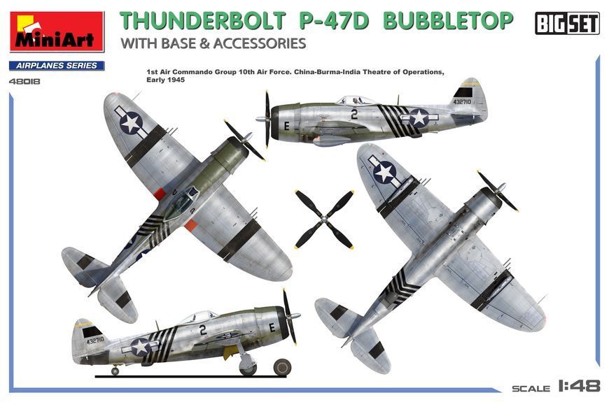 Американський винищувач 1/48 Thunderbolt P-47D Bubbletop (Base & Accessorie) MiniArt 48018 , винищувач Мініарт MA48018 фото