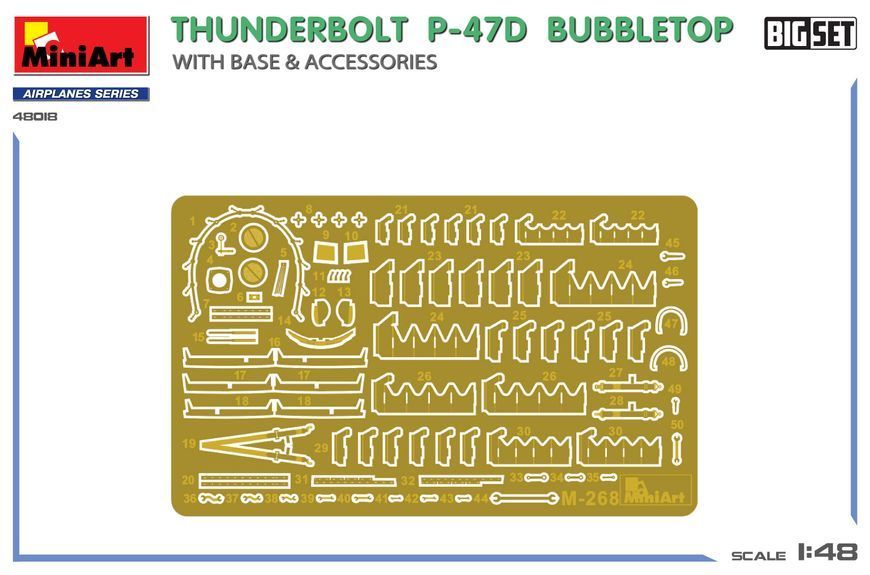 Американський винищувач 1/48 Thunderbolt P-47D Bubbletop (Base & Accessorie) MiniArt 48018 , винищувач Мініарт MA48018 фото