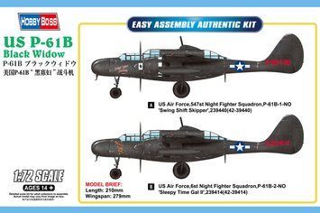 Американський нічний винищувач 1/72 Northrop P-61B Black Widow HobbyBoss 87262 , збірна модель Блек Відоу HB87262 фото