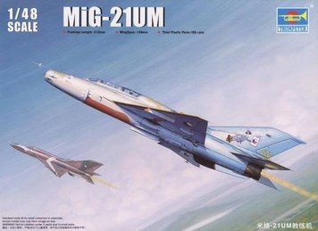 Советский истребитель 1/48 МиГ-21УМ Trumpeter 02865 , сборная модель истребитель Микоян Трумпетер TR02865 фото