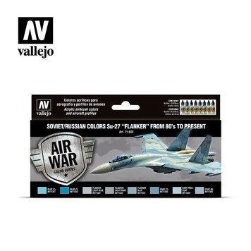 Набір акрилових фарб для аерографа Model Air Радянський Су-27 &laquo;Фланкер&raquo; з 80-х років до сьогодні (Soviet colors Su-27 &laquo;Flanker&raquo; from 80's to present) 8 шт VAL 71602 VAL 71602 фото