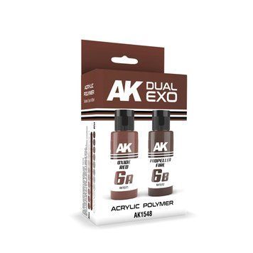 Набір акрилових фарб Коричневий 6A Oxide Red & 6B Propeller Fire Dual Exo Set 6 AK-Interactive AK1548 AK1548 фото