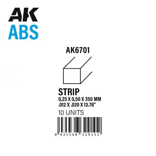 Стрипса из ABS пластика (Strips 0.25 x 0.50 x 350 мм) AK-Interactive AK6701 AK6701 фото