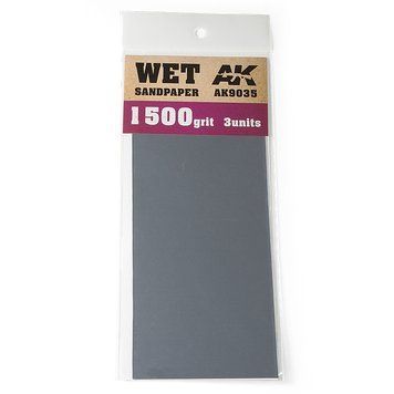 Высокоякісний вологий наждачний папір 1500 гріт (Wet Sandpaper 1500 Grit 3 Units) AK-Interactive AK9035 AK9035 фото