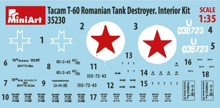 Румунський винищувач танків 1/35 TACAM Т-60 (Interior Kit) MiniArt 35230 , збірна модель пт-сау ТАКАМ Мініарт MA35230 фото