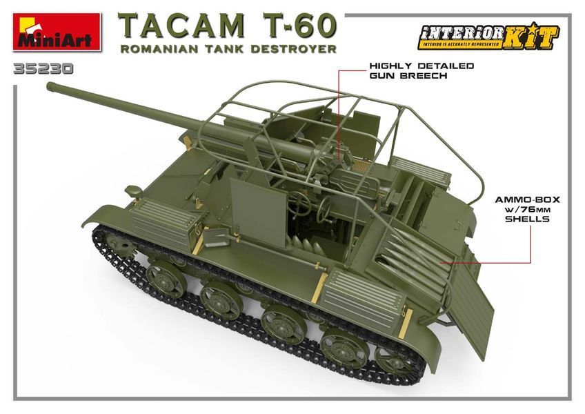 Румунський винищувач танків 1/35 TACAM Т-60 (Interior Kit) MiniArt 35230 , збірна модель пт-сау ТАКАМ Мініарт MA35230 фото