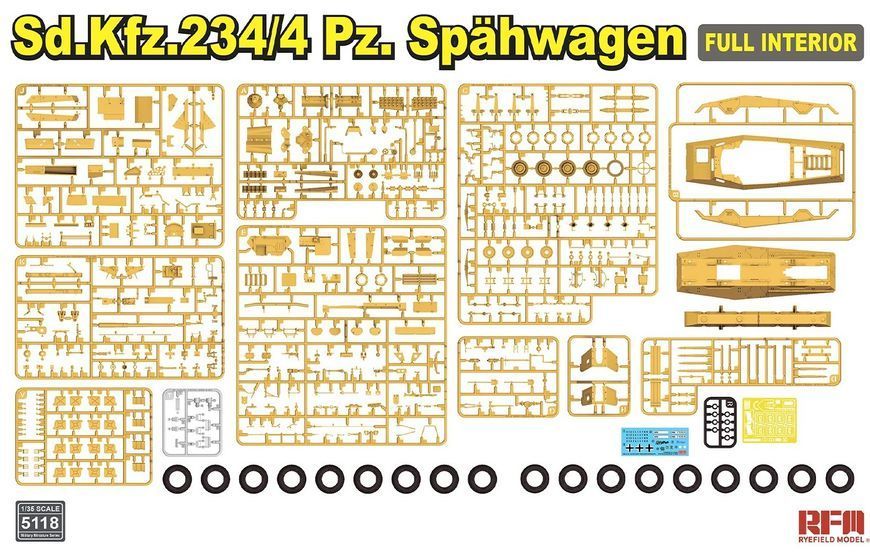 Сборная модель 1/35 немецкий бронеавтомобиль Sd.Kfz.234/4 Pz.Sp&auml;hwagen с интерьером Rye Field Model RFM 5118 RM-5118 фото