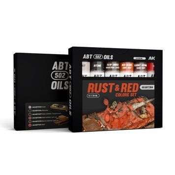 Набір олійних фарб Іржаві Та Червоні Кольори &ndash; Abt 502 Oils (Rust & Red Colors Set - Abt 502 Oils) AK-Interactive AKABT304 AKABT304 фото