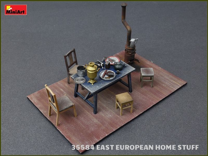 Східноєвропейський побут і меблі 1/35 із самоваром і їжею (East European Home Stuff) MiniArt 35584 , Мініарт MA35584 фото