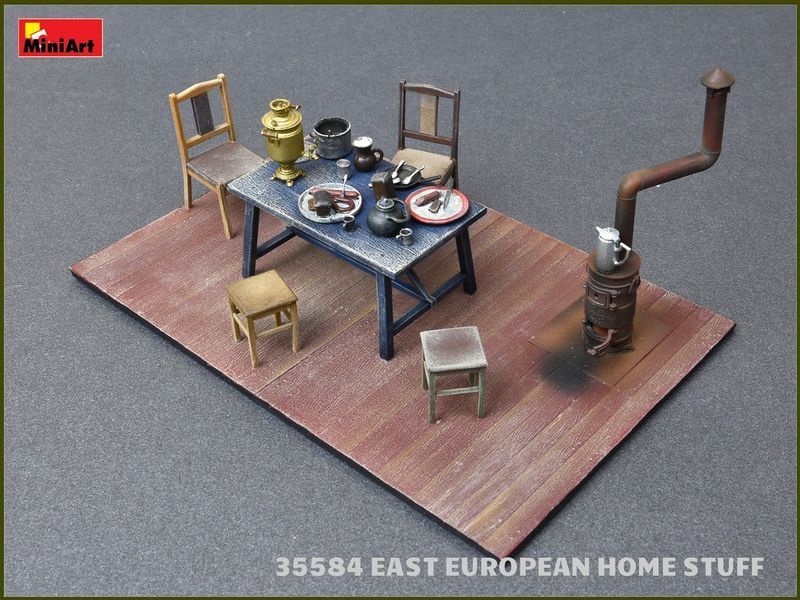 Східноєвропейський побут і меблі 1/35 із самоваром і їжею (East European Home Stuff) MiniArt 35584 , Мініарт MA35584 фото