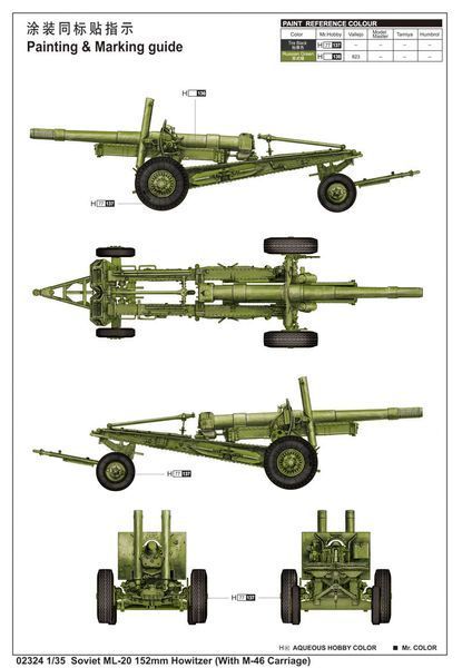 Советская гаубица 1/35 152-мм МЛ-20 с лафетом М-46 Trumpeter 02324 , сборная модель гаубица МЛ20 Трумпетер TR02324 фото