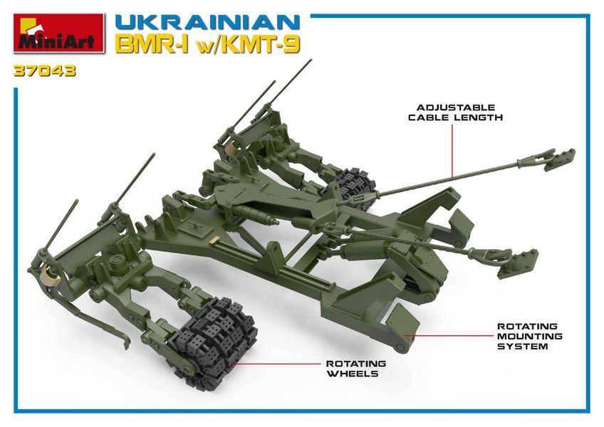 Українська протимінна бронемашина 1/35 БМР-1 з тралом КМТ-9 MiniArt 37043 , збірна модель бім Мініарт MA37043 фото