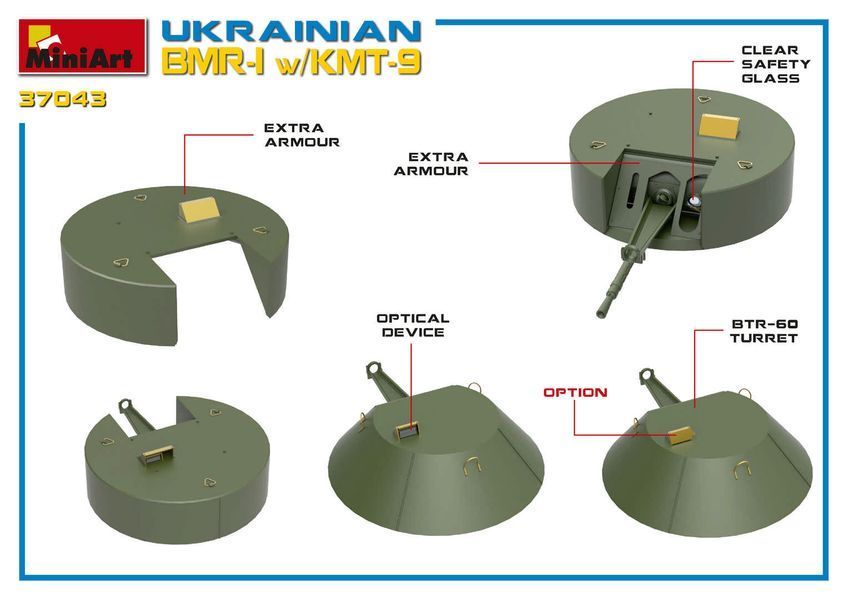 Українська протимінна бронемашина 1/35 БМР-1 з тралом КМТ-9 MiniArt 37043 , збірна модель бім Мініарт MA37043 фото