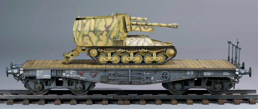 Немецкая Ж/Д-платформа и САУ 1/35 50t SSy45 & Becker Zimi Model ZM35077 , сборная модель ZM35077 фото