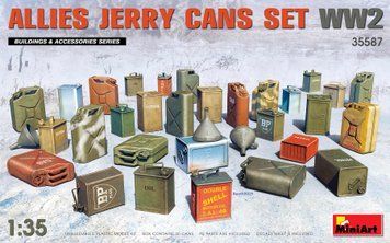 Топливные канистры 1/35 с лейками (Allies Jerry Cans Set WW2) MiniArt 35587 , сборная модель канистр Миниарт MA35587 фото