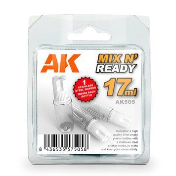 Набор бутылок с шейкером 17 мл 6 шт (Mix And Ready) AK-Interactive AK505 AK505 фото