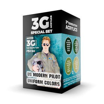 Набір акрилових фарб Сучасні Пілотські Уніформи США Кольори (US Modern Pilot Uniform Colors 3G) 4 шт AK-Interactive AK11761 AK11761 фото
