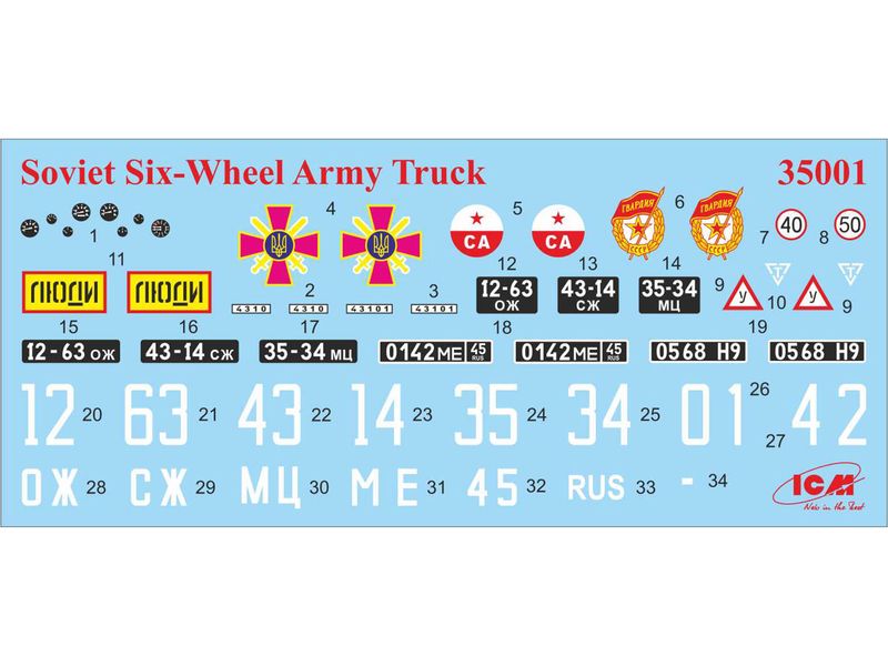 Збірна модель ICM 1/35 Радянський 6-колесний військовий вантажний автомобіль (35001) ICM35001 фото