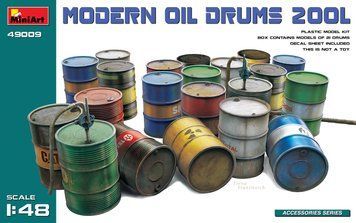 Сучасні промислові бочки 1/48 (Modern Oil Drums 200l) MiniArt 49009 , збірна модель емності Мініарт MA49009 фото