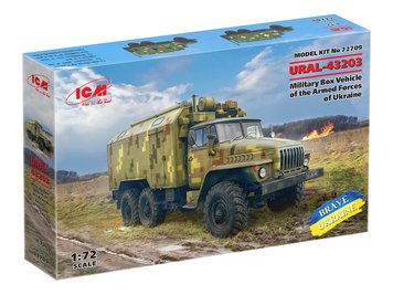 Збірна модель ICM 1/72 УРАЛ-43203, військовий автомобіль з кузовом-фургоном Збройних Сил України (72709) ICM72709 фото