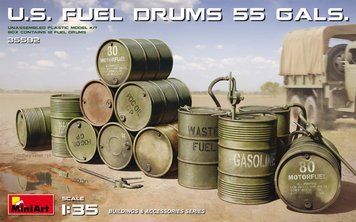 Американские топливные бочки 1/35 U.S. Fuel Drums 55 Gals. MiniArt 35592 , сборная модель бочек Миниарт MA35592 фото