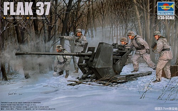 Немецкая зенитная установка 1/35 3,7 cm Flak 37 Trumpeter 02310 , сборная модель ЗУ Флак Трумпетер TR02310 фото