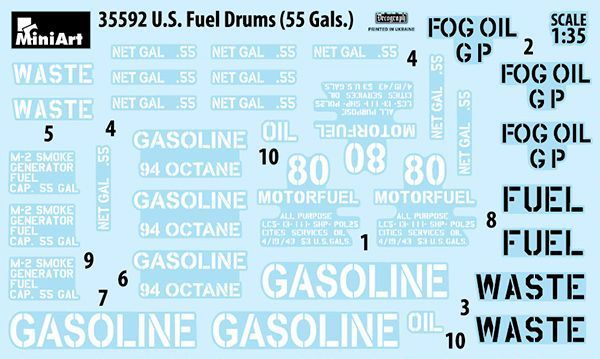 Американські паливні бочки 1/35 U.S. Fuel Drums 55 Gals. MiniArt 35592 , збірна модель бочок Мініарт MA35592 фото