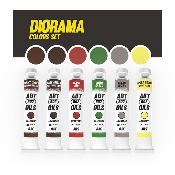 Набор масляных красок Для Диорам &ndash; Abt 502 Oils (Diorama Colors Set - Abt 502 Oils) AK-Interactive AKABT307 AKABT307 фото