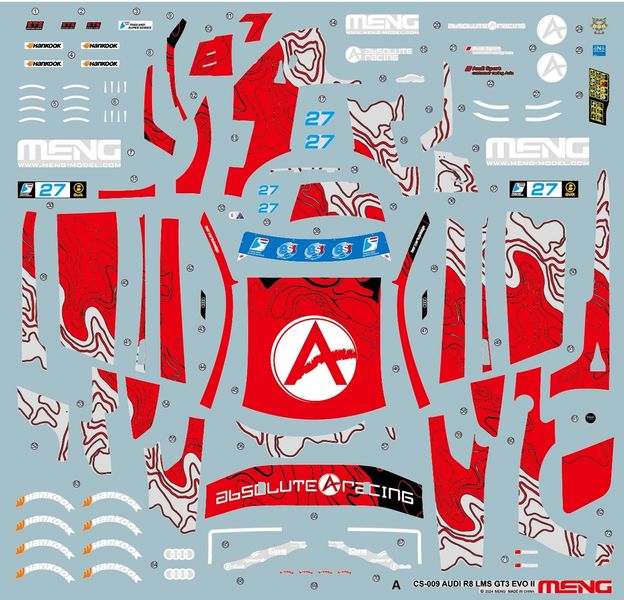 Збірна модель 1/24 Автомобіль Audi R8 LMS GT3 EVO II Absolute Racing Meng CS-009 CS-009 фото