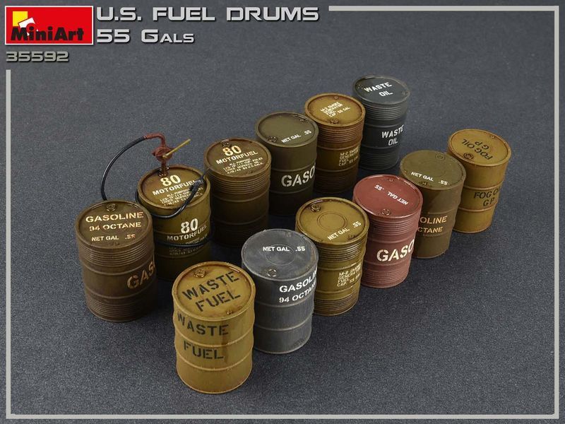 Американські паливні бочки 1/35 U.S. Fuel Drums 55 Gals. MiniArt 35592 , збірна модель бочок Мініарт MA35592 фото