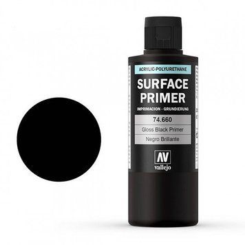Глянцевая черная грунтовка для металликов 200 мл. (Gloss Black Primer) Vallejo VAL 74660 VAL 74660 фото
