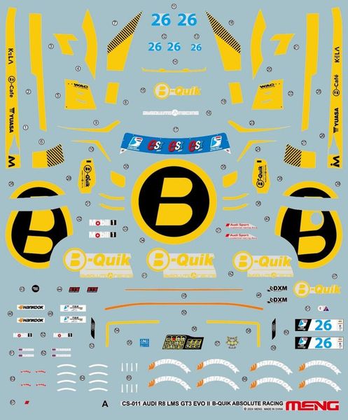 Сборная модель 1/24 Автомобиль Ауди R8 LMS GT3 EVO II B-Quik Absolute Racing Менг CS-011 CS-011 фото