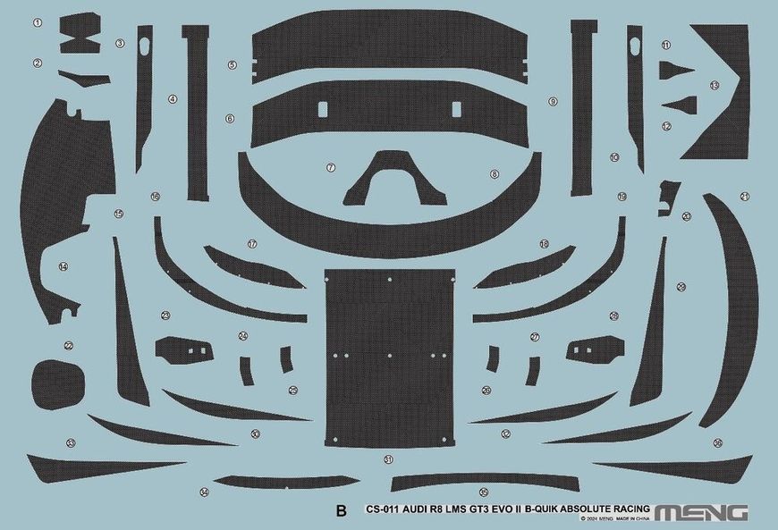 Збірна модель 1/24 Автомобіль Audi R8 LMS GT3 EVO II B-Quik Absolute Racing Meng CS-011 CS-011 фото