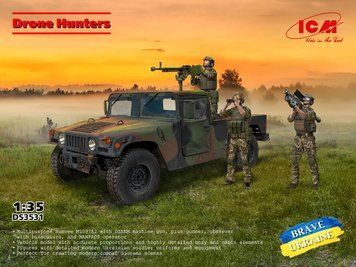 Охотники за дронами 1/35 Humvee M1097A2 с ДШКМ и ПЗРК-расчётом ICM DS3531 , сборная модель антидрон ICMDS3531 фото