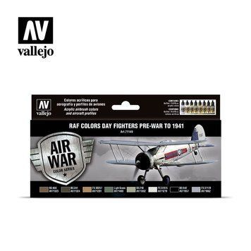Набор акриловых красок для аэрографа Model Air Дневные Истребители RAF Довоенные До 1941 года (RAF Day Fighters pre-war to 1941) 8 шт VAL 71149 VAL 71149 фото