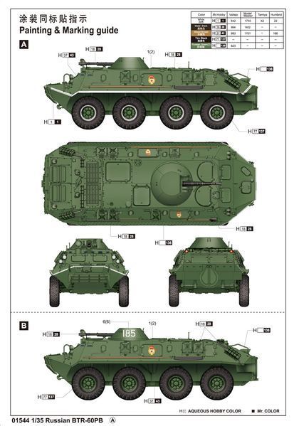 Советский бронетранспортер 1/35 БТР-60ПБ Trumpeter 01544 , сборная модель бтр Трумпетер TR01544 фото