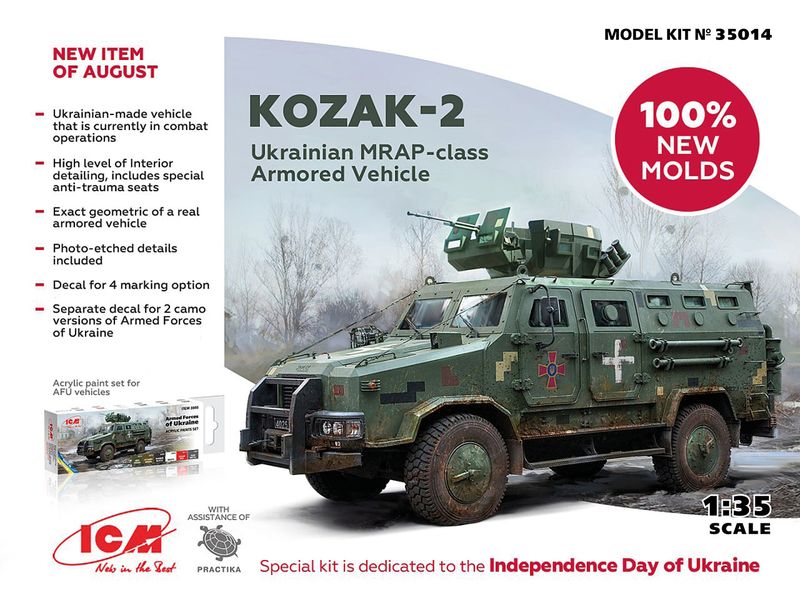 Збірна модель ICM 1/35 "Козак-2", український бронеавтомобіль MRAP-класу (35014) ICM35014 фото